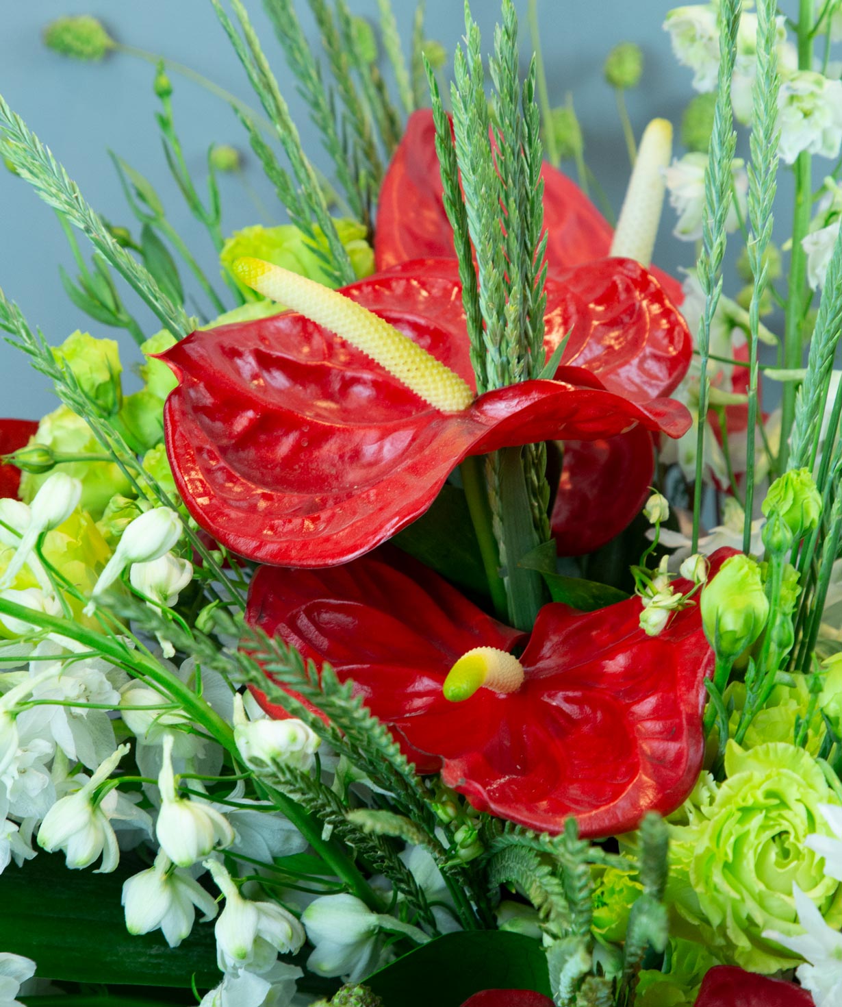 Bouquet ''Pristina'' with mathiollas and anthuriums
