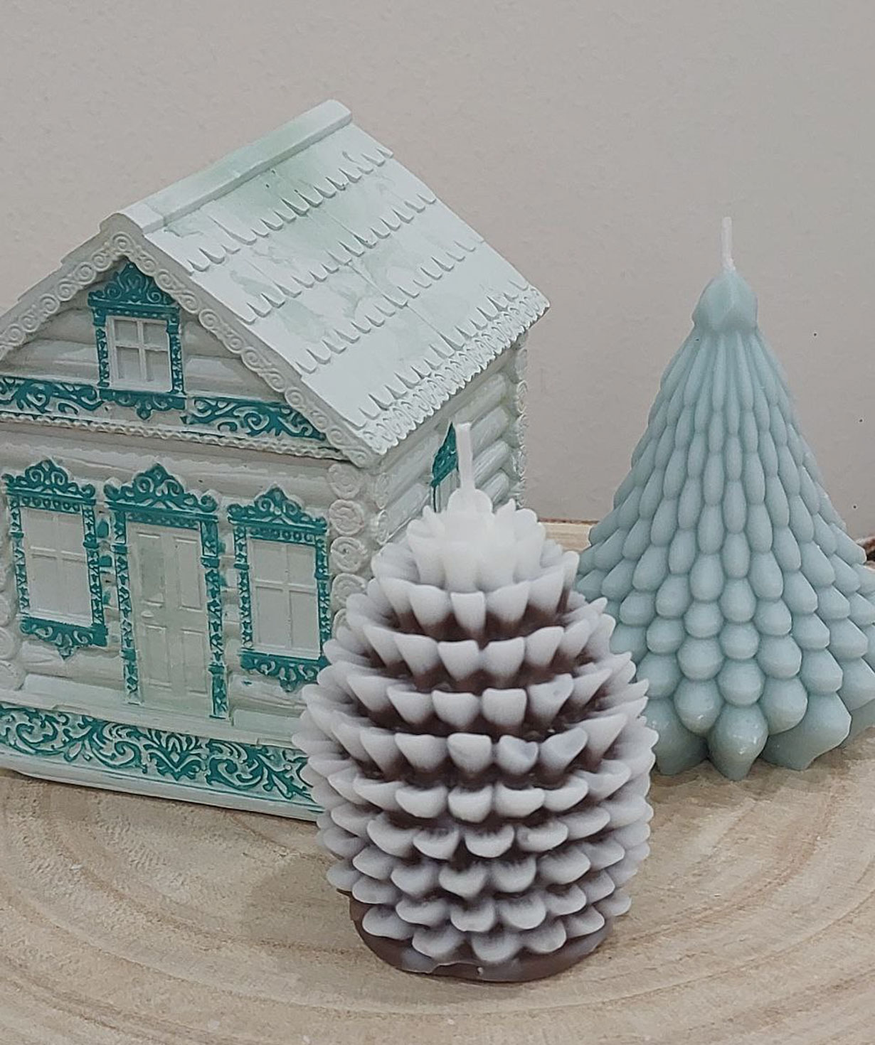 Candle «Blue Moon» Cabin of our heart + Christmas Tree + Cone