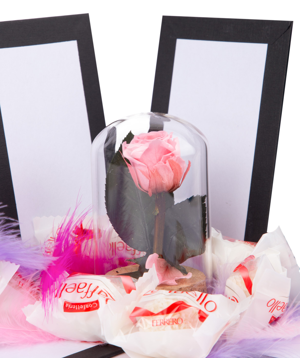 Роза `EM Flowers` вечная, с коробкой-сюрпризом и конфетами 10 см