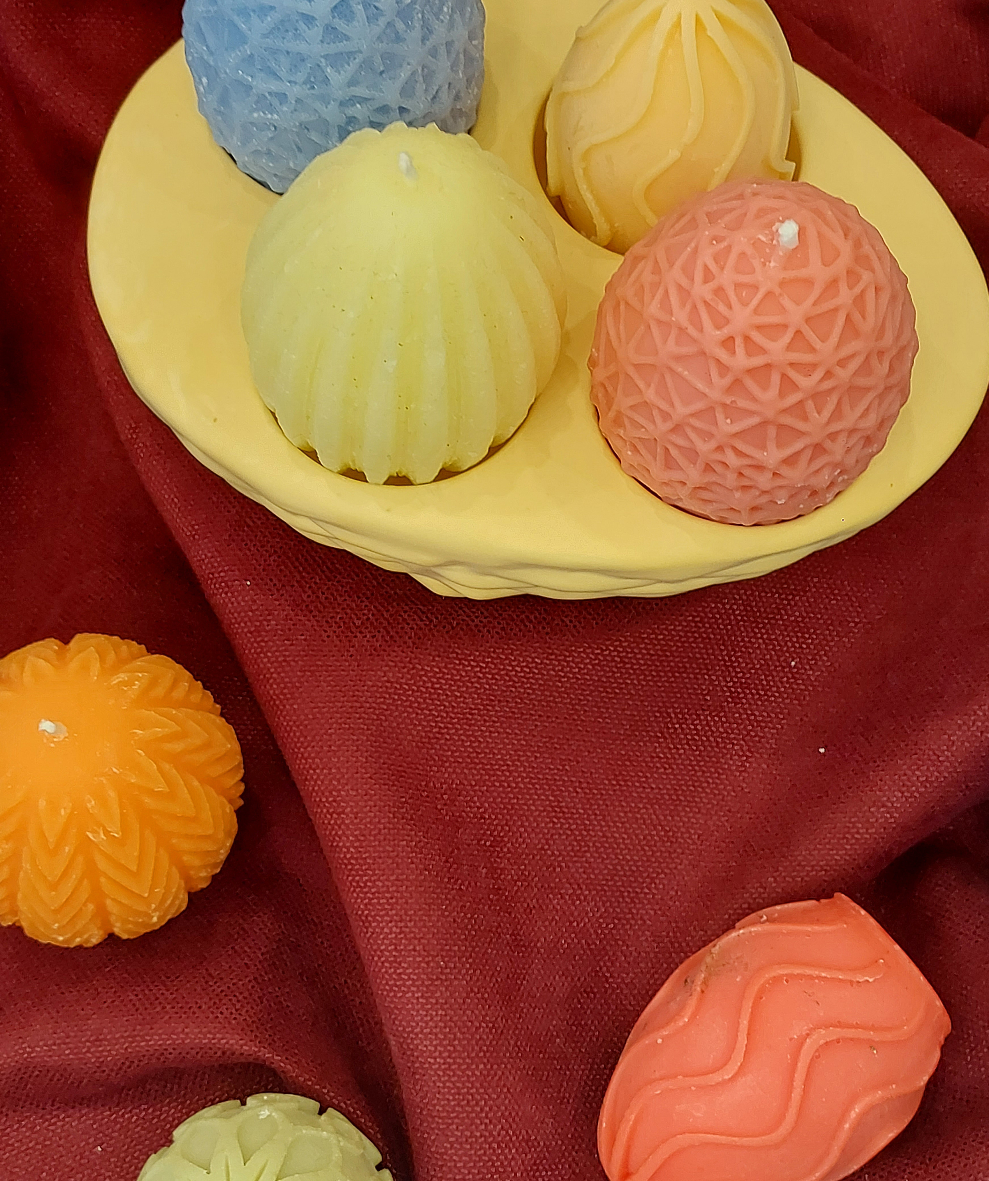 Подарочный набор «Blue Moon» Пасха, 4 свечи Яйца + подставка, без аромата