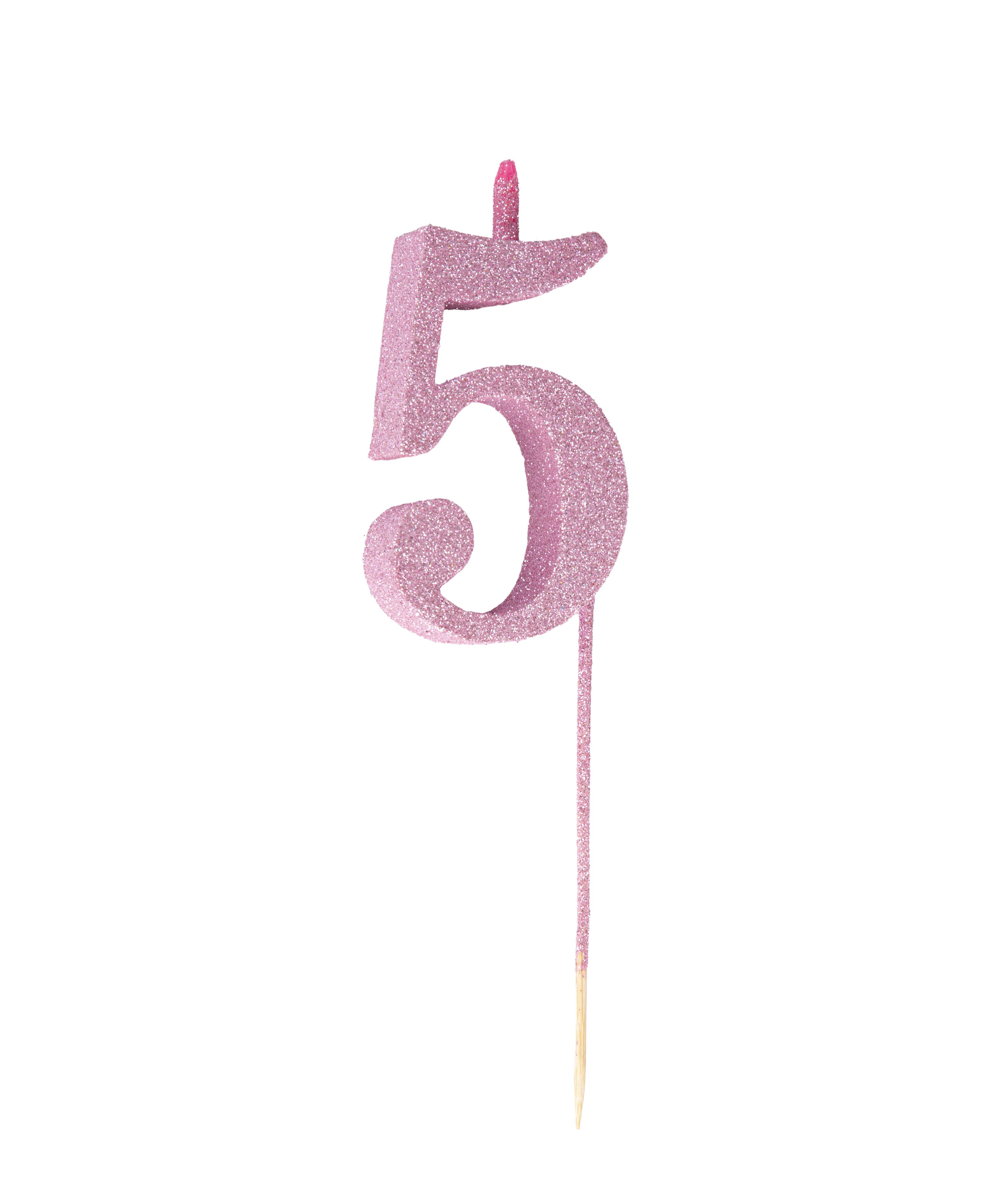 Candle numbers, pink, shiny