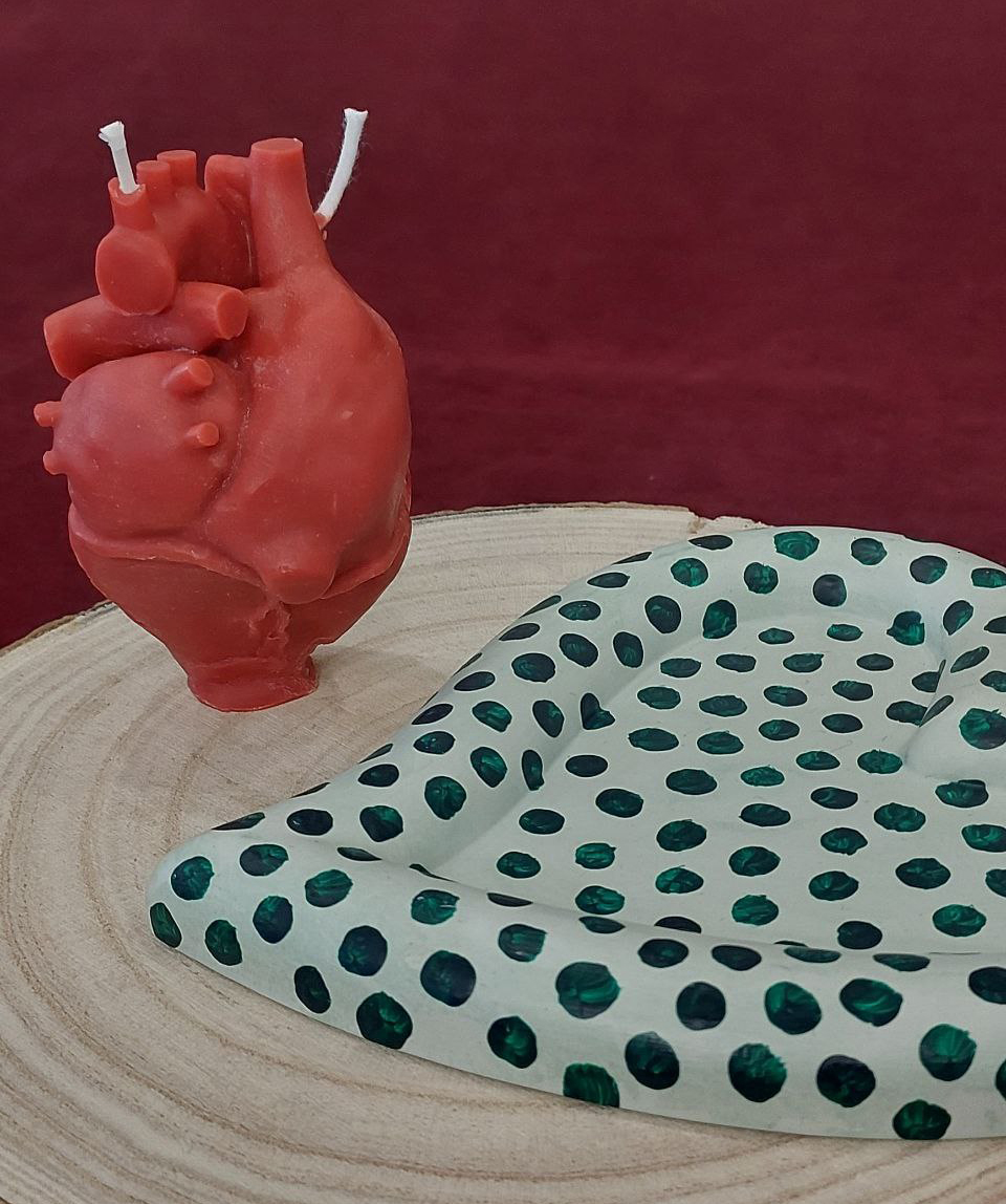 Подарочный набор «Blue Moon» свеча Сердце + подставка, без аромата