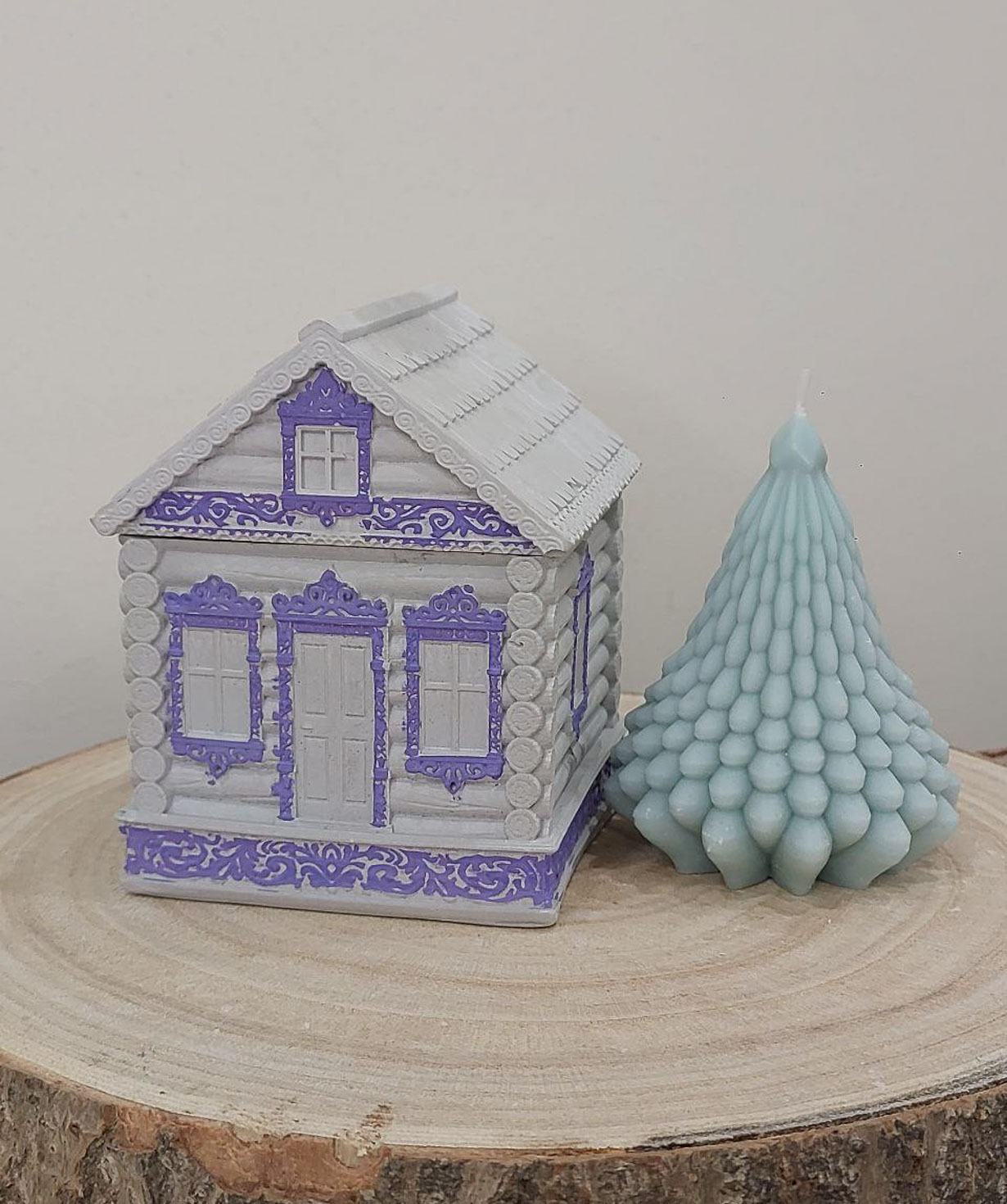 Մոմ «Blue Moon» Մեր սրտի տնակը + Տոնածառ