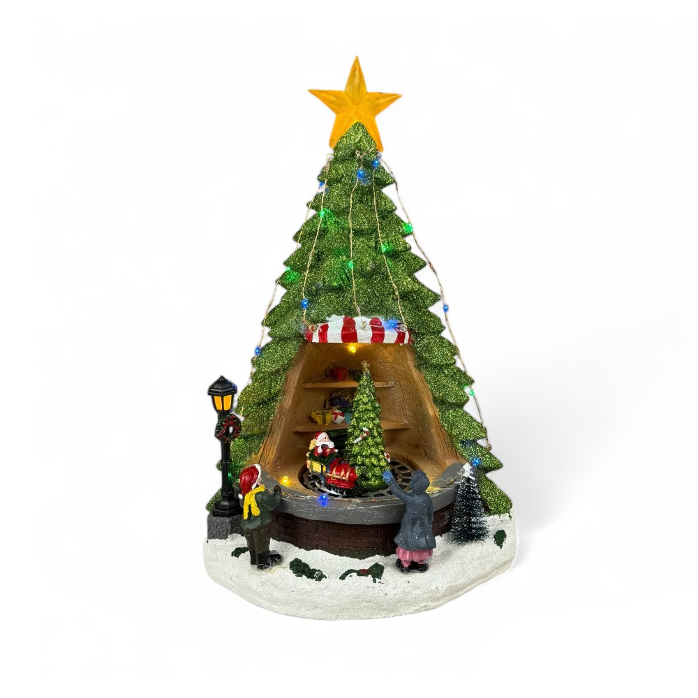 Новогоднее музыкальное украшение «Ёлка и крутящийся поезд»