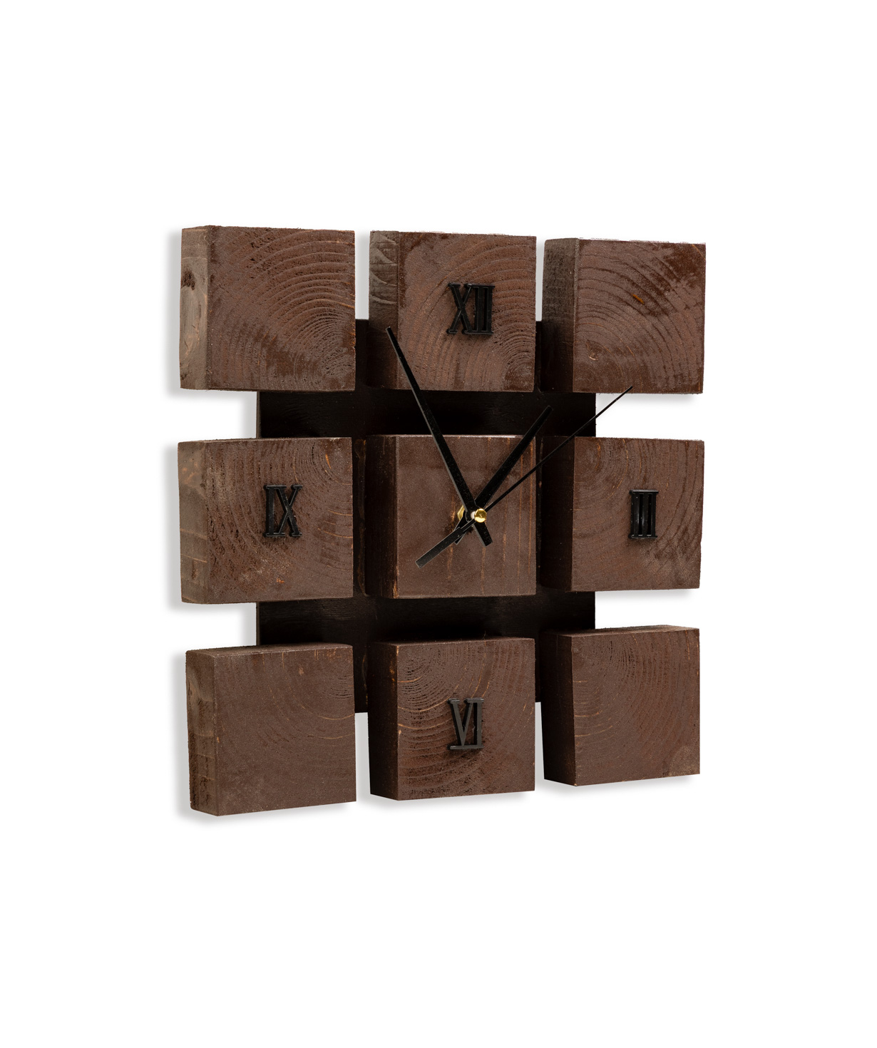 Wooden wall clock «Rustic Cube» №1