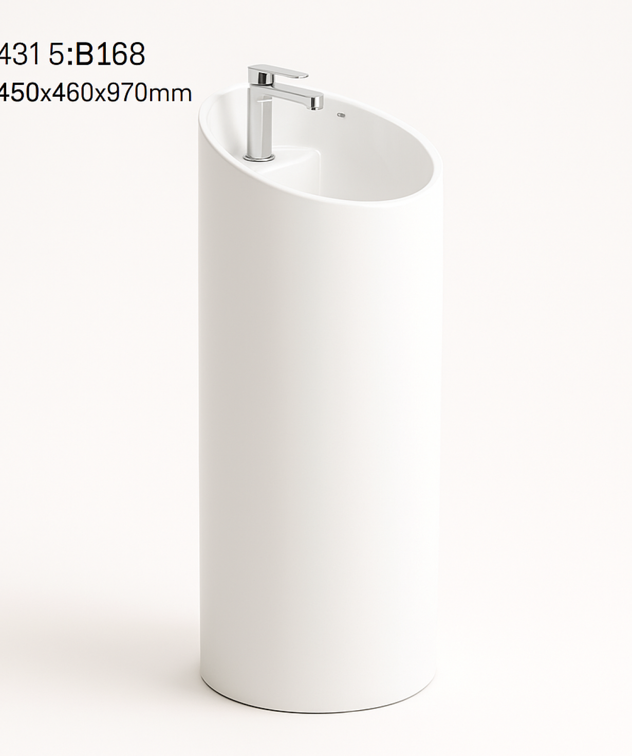 PERLA PEDISTAL BASIN B168 GLOSSY WHITE 450X460X970MM