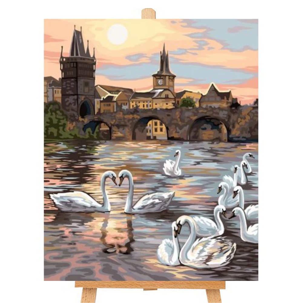 Canvas numbered `Danko Toys` Swans