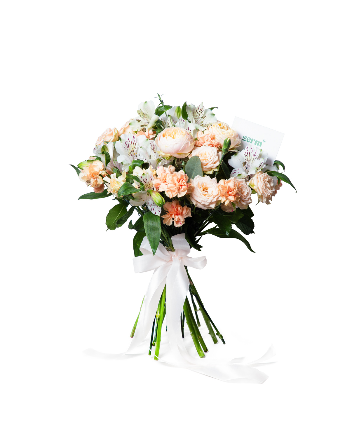 Bouquet «Tinian» with roses and alstroemerias
