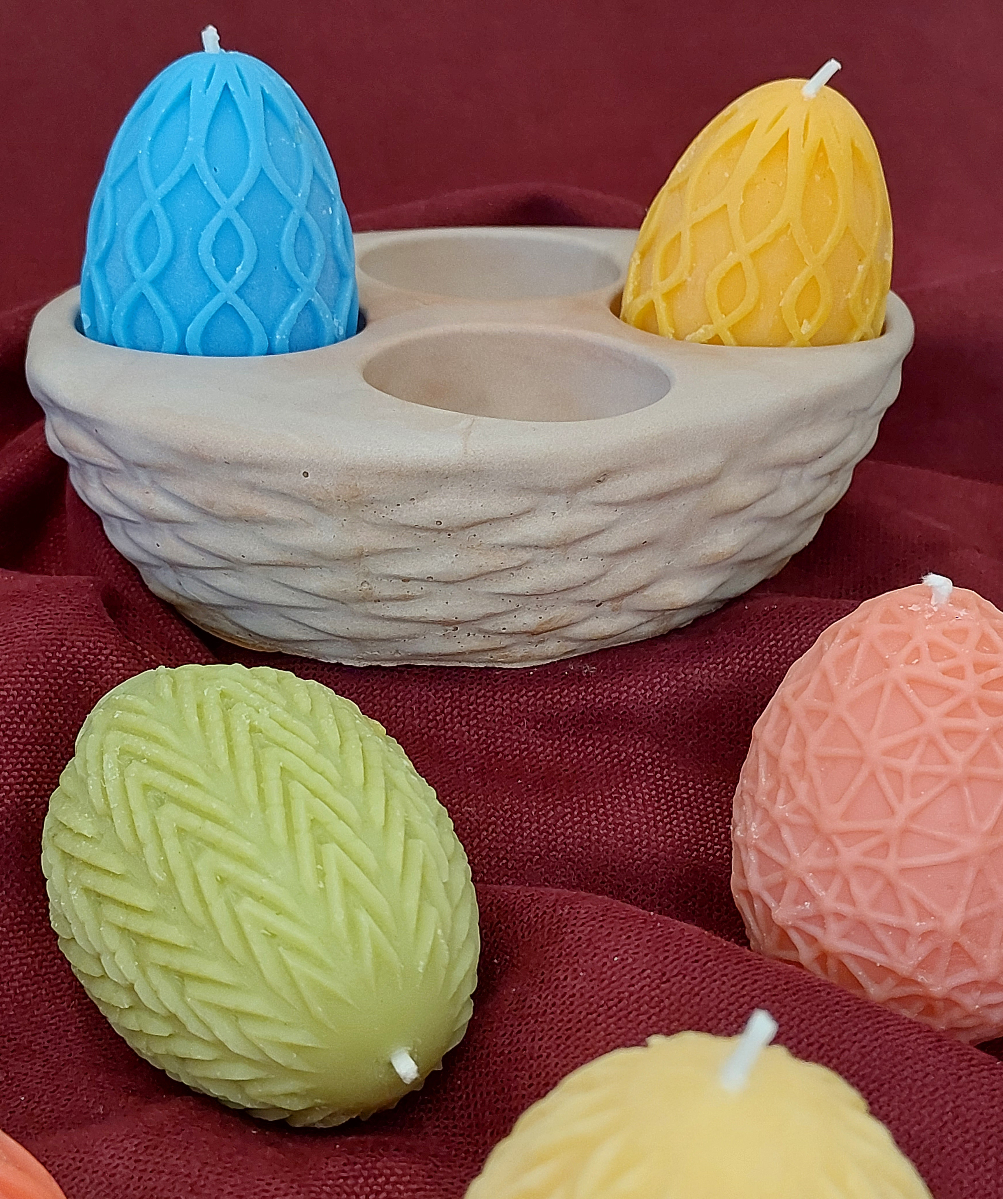 Նվեր հավաքածու «Blue Moon» Զատիկ, 2 Ձվիկ մոմ + տակդիր, բույրով