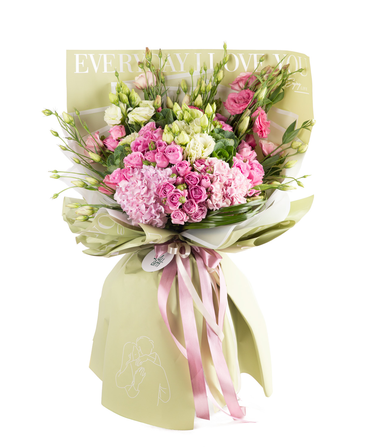 Bouquet ''Leuven'' with hortensia and lisianthus