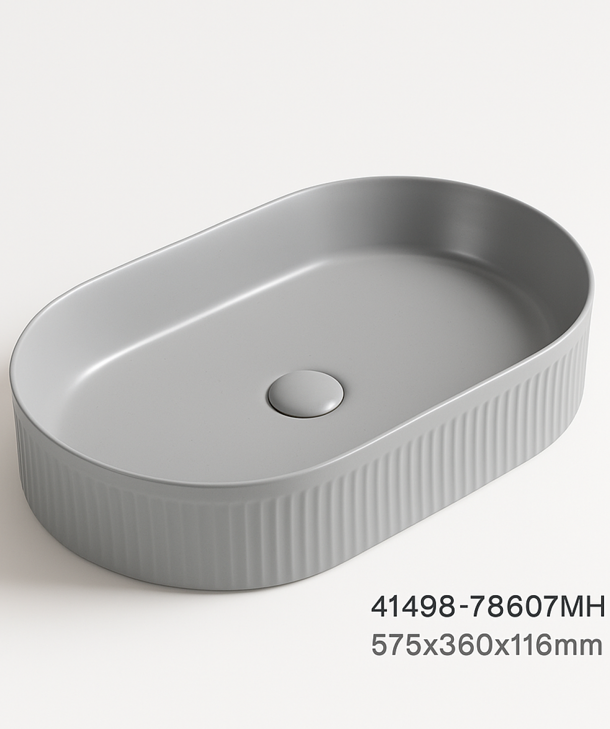 PERLA COUNTER TOP BASIN 78607MH MATT CEMENT GREY 575x360x116MM