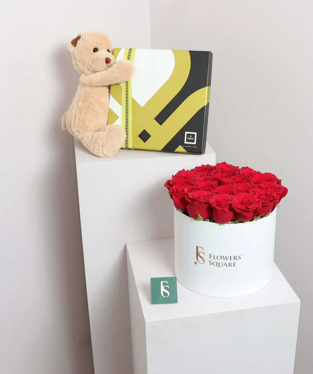 Dubai. Composition №074 with roses and Patchi chocolates