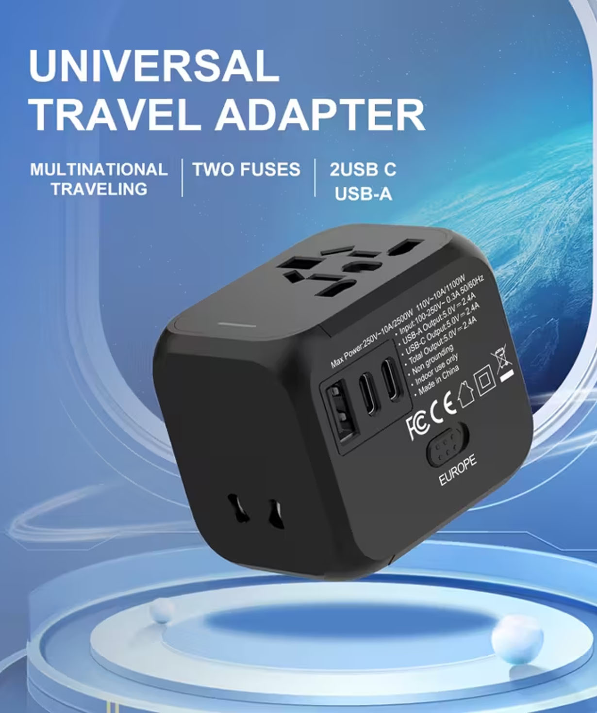 Ճամփորդական փոխարկիչ №314 (US, AUS, UK, EU, USB, USB Type C)