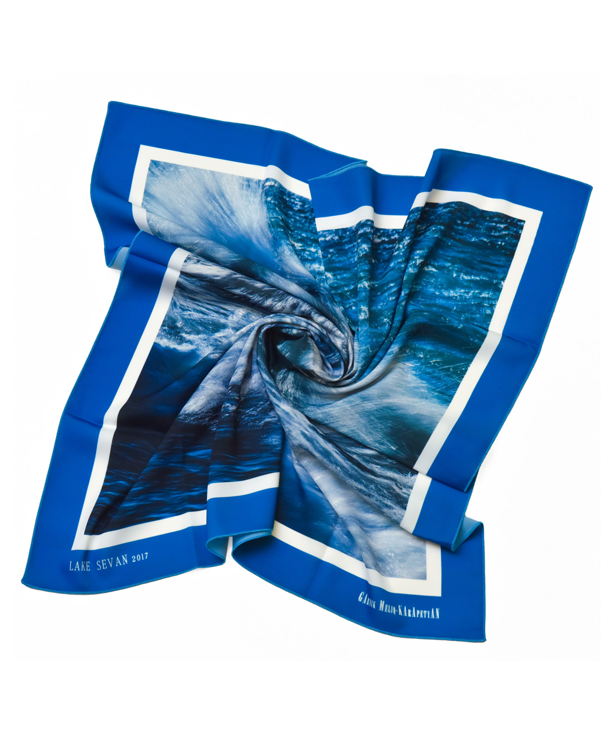 Scarf «Blue Sevan» 70 x 70 cm