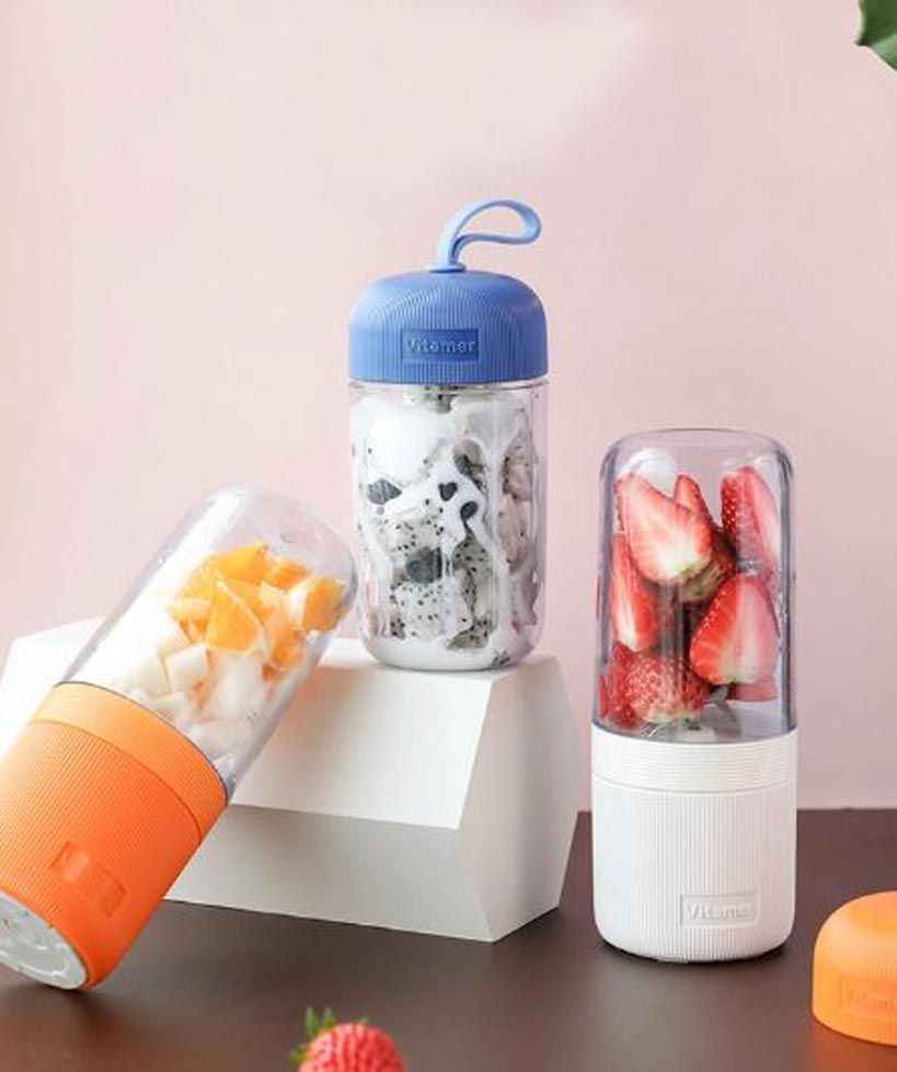 Blender-cup ''VITAMER'' 400ml, with 4 sharp knives and USB charger (Orange)