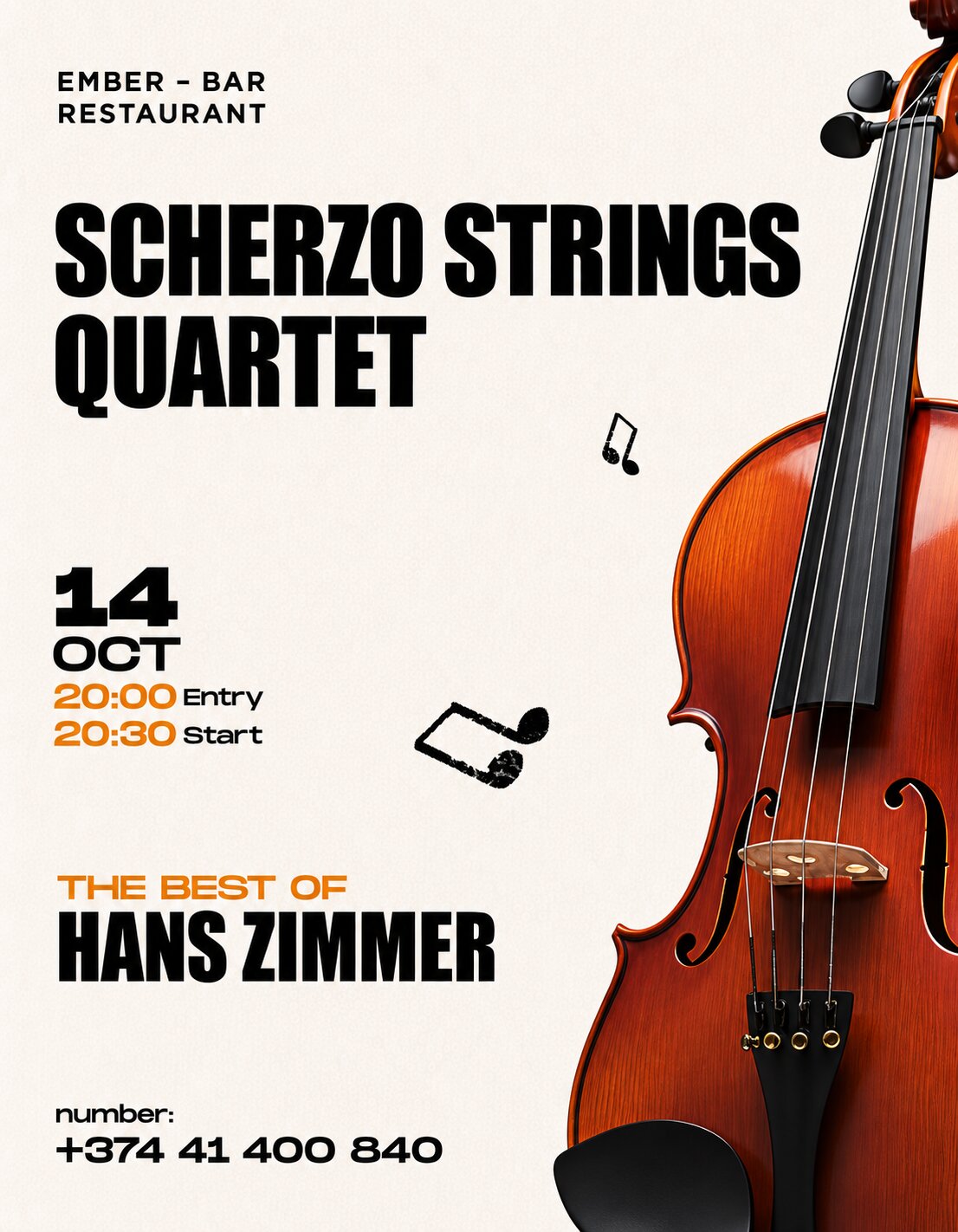 The Best of Hans Zimmer: Scherzo Strings Quartet, 2026-10-14 20:30:00, Ember Bar & Restaurant