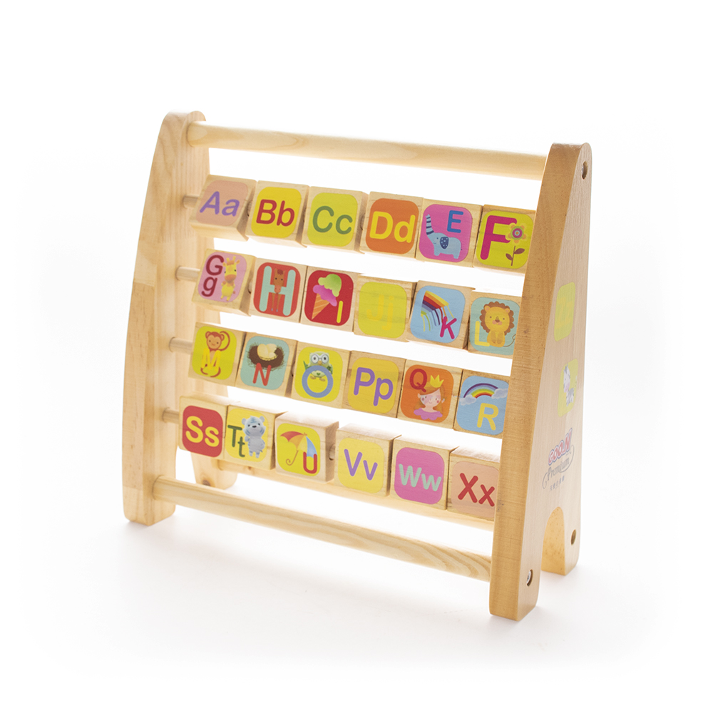 Wooden abacus with letters