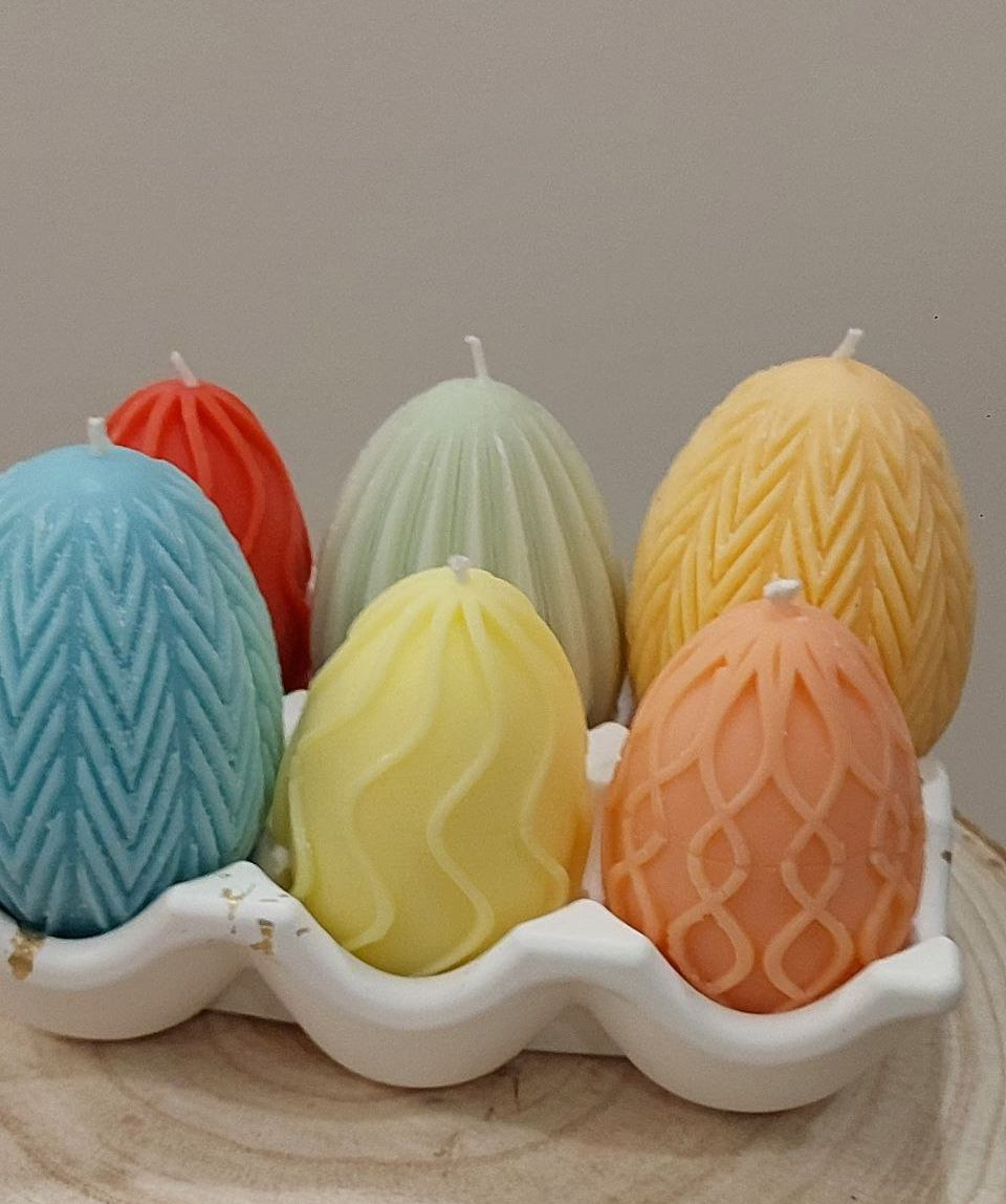 Подарочный набор «Blue Moon» Пасха, 6 свечей Яйца + подставка, без аромата