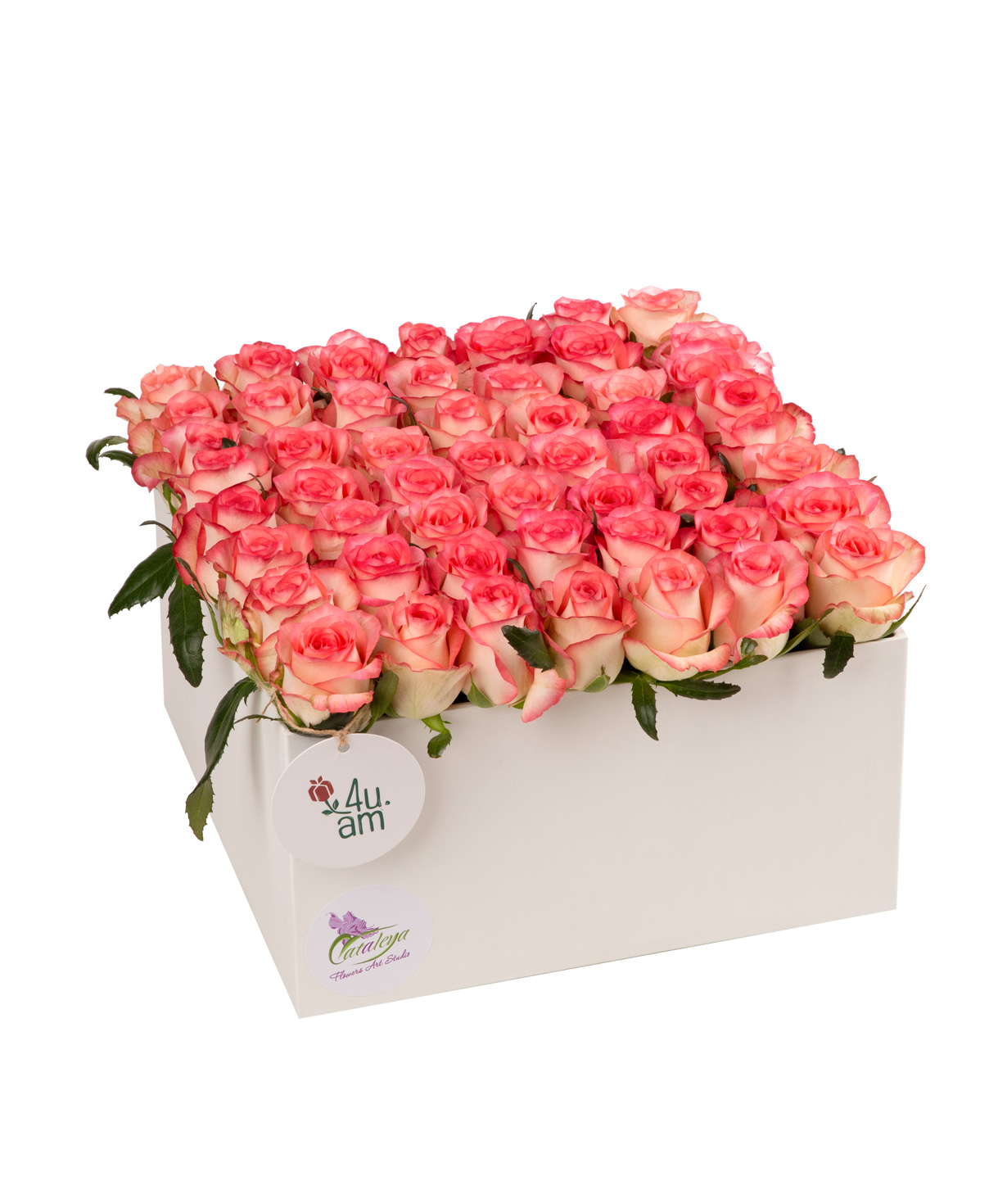 Композиция ''Розарно'' с розами белые и розовые