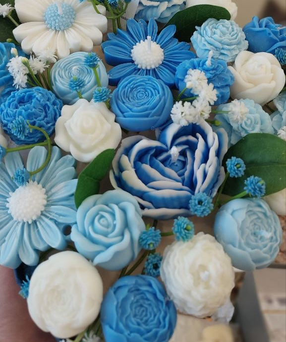 Candle bouquet «Blue Moon» Last Bell, scented