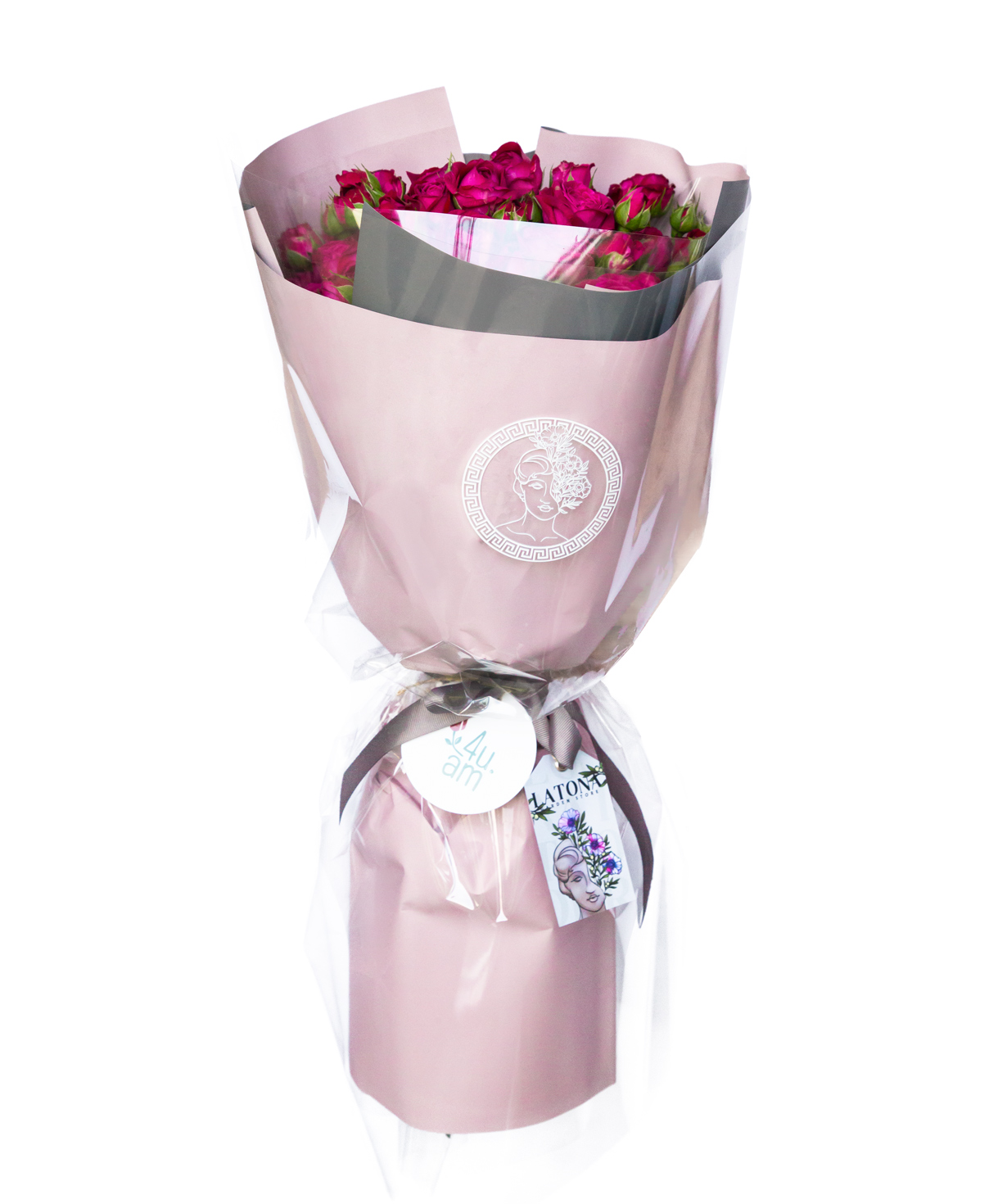 Букет `Hebe` с кустом пионовидных роз
