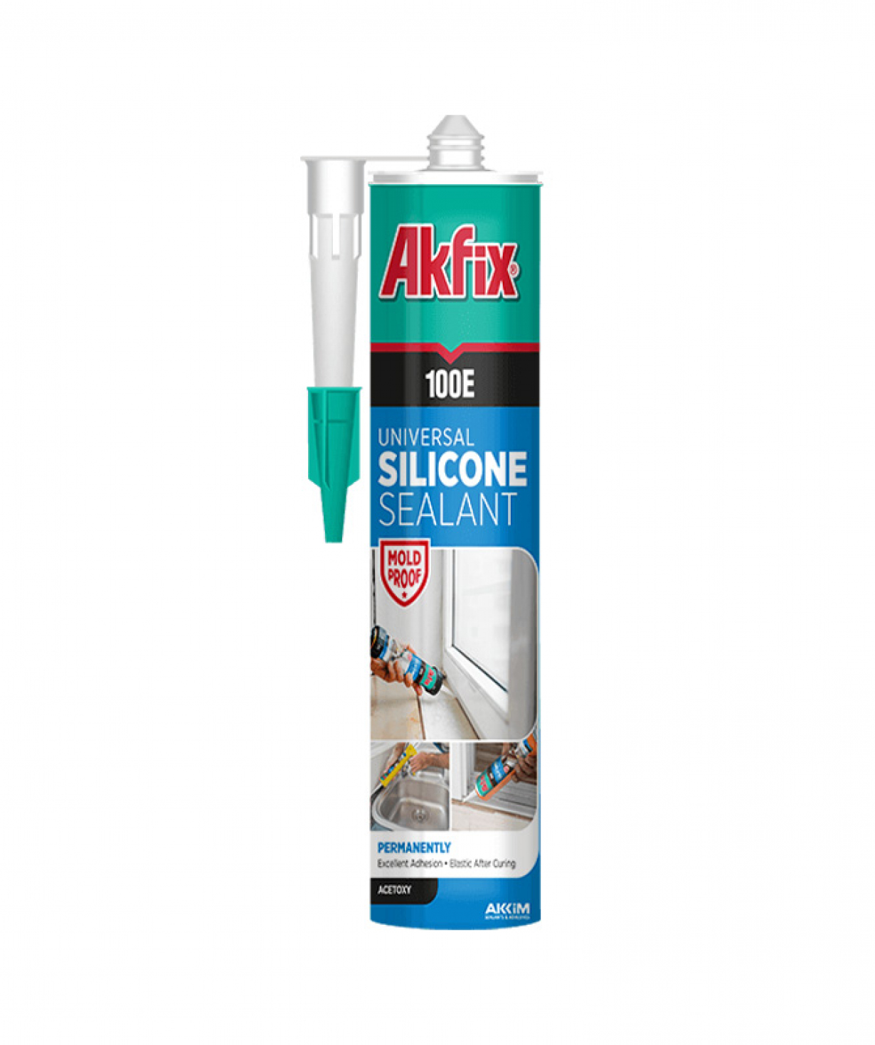 Հերմետիկ  սիլիկոնե ունիվերսալ սպիտակ, Akfix 100E, 280մլ