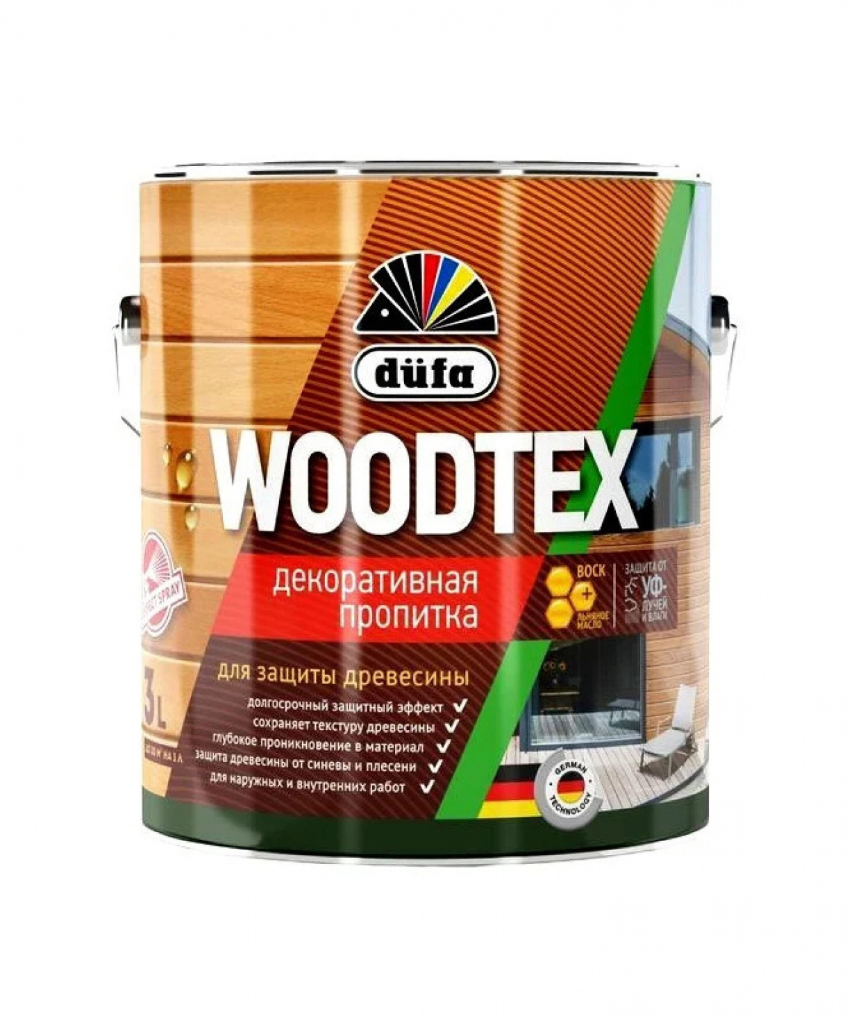 Հականեխիչ ,ներծծվող նյութ փայտի պաշտպանման համար dufa  WOODTEX тик 3լ ռոուան