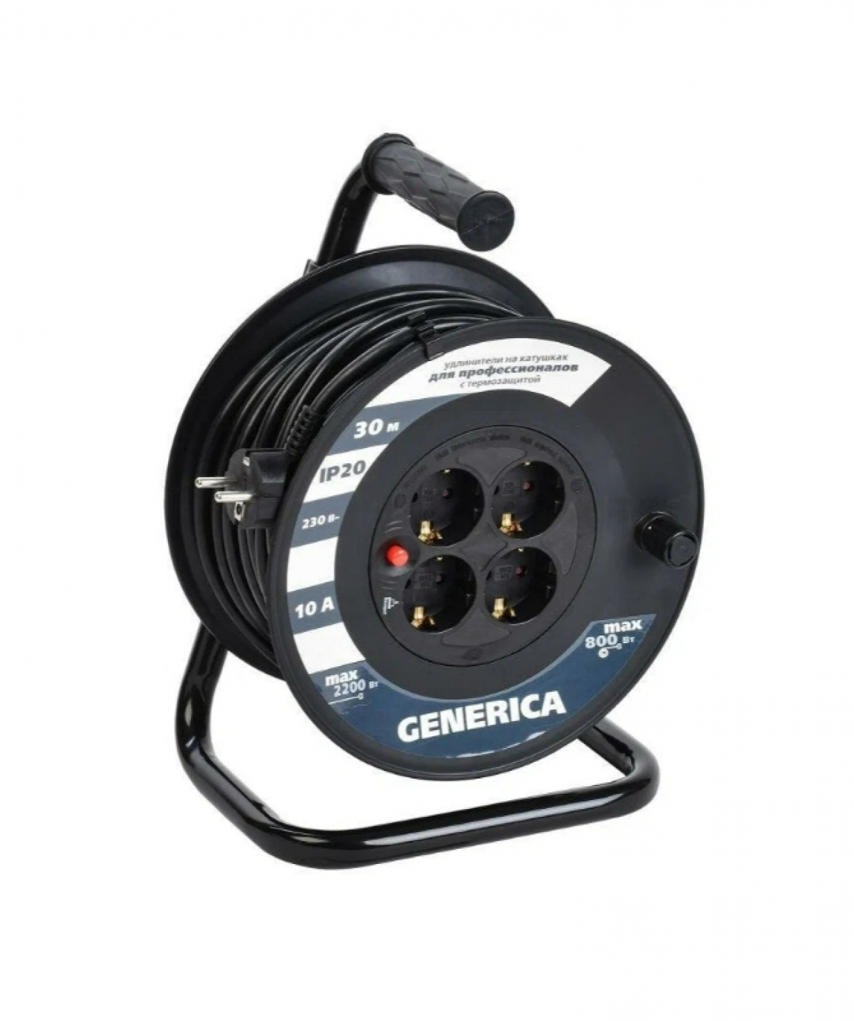 Բազմավարդակ բլոկ կծիկի վրա УК30  4 տեղանոց 2P+PE/30մ 3х1,0մմ 2 GENERICA, 10A/230B