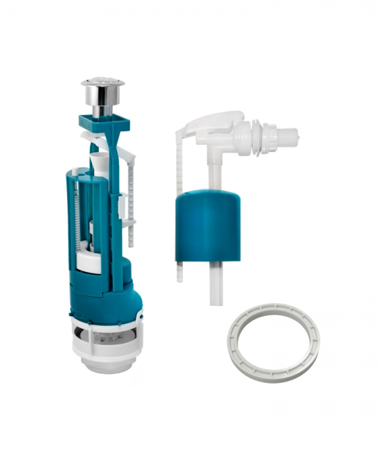 Ամրան զուգարանակոնքի (մեխանիզմ) սեղմովի՝ երկու կոճակ նիկել (stop fix) + լողան, անկյունային կարճ  САНТЕХКРЕП