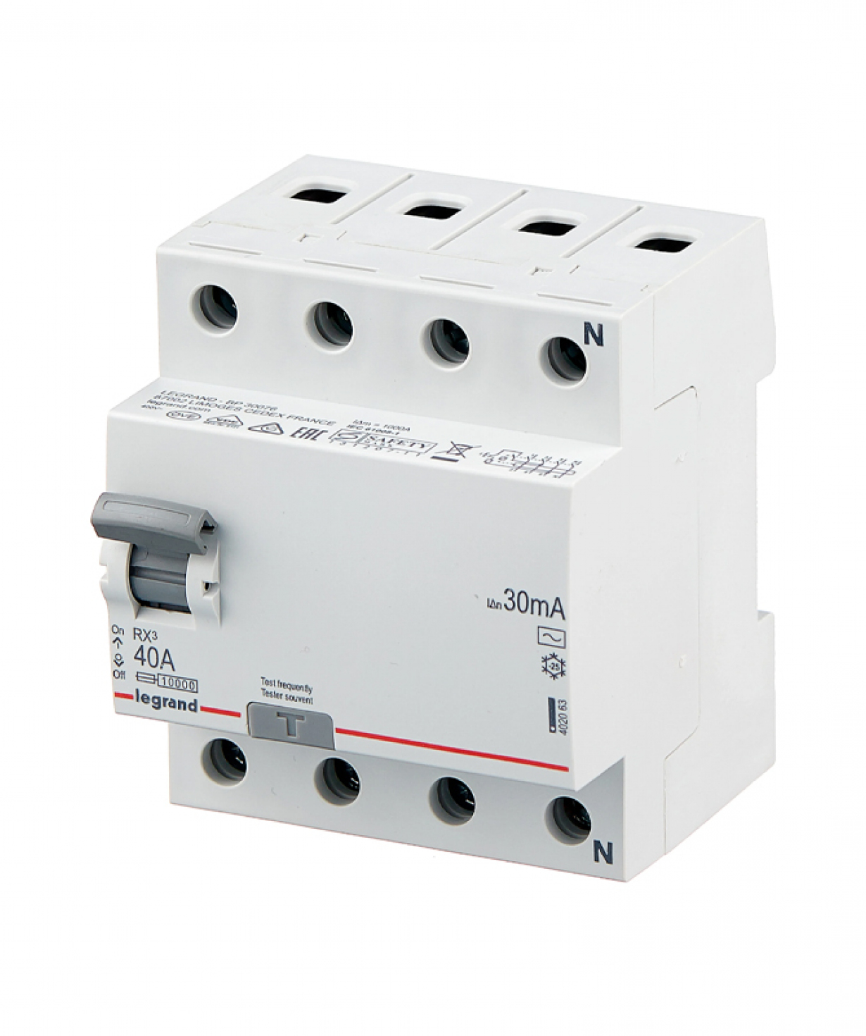 Պաշտպանական անջատման սարքավորում (RCD)  4-բեևեռ  40A 30mA        Legrand