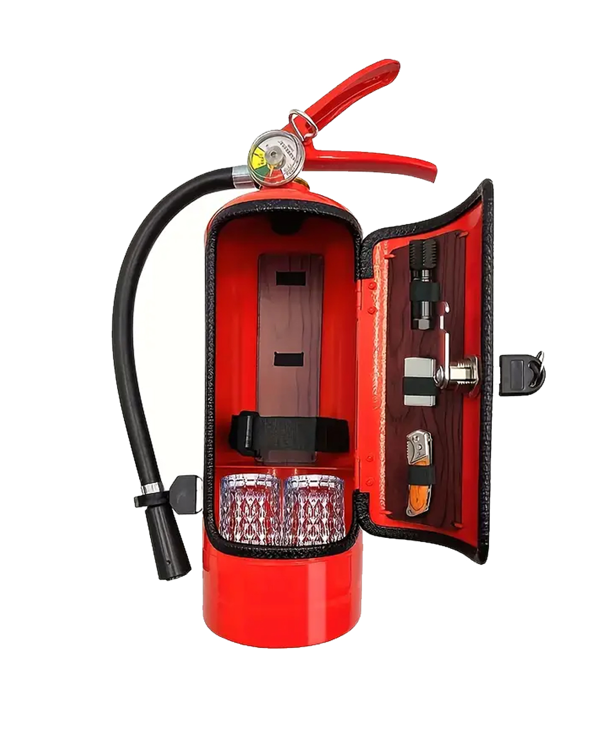 Beverage cabinet in the form of a fire extinguisher