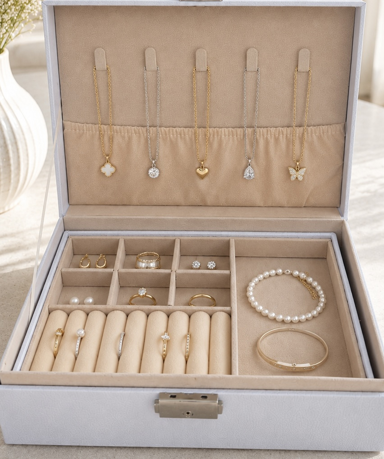 Illustrated jewelry box “HAYA”, white, large №19