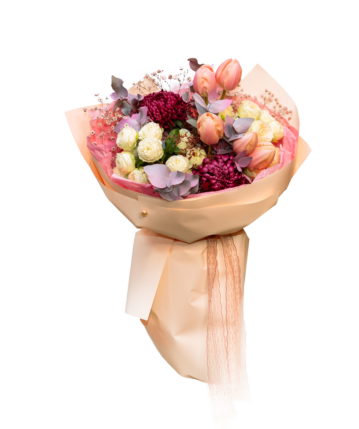 Ծաղկեփունջ «Floriani» վարդերով և կակաչներով №3