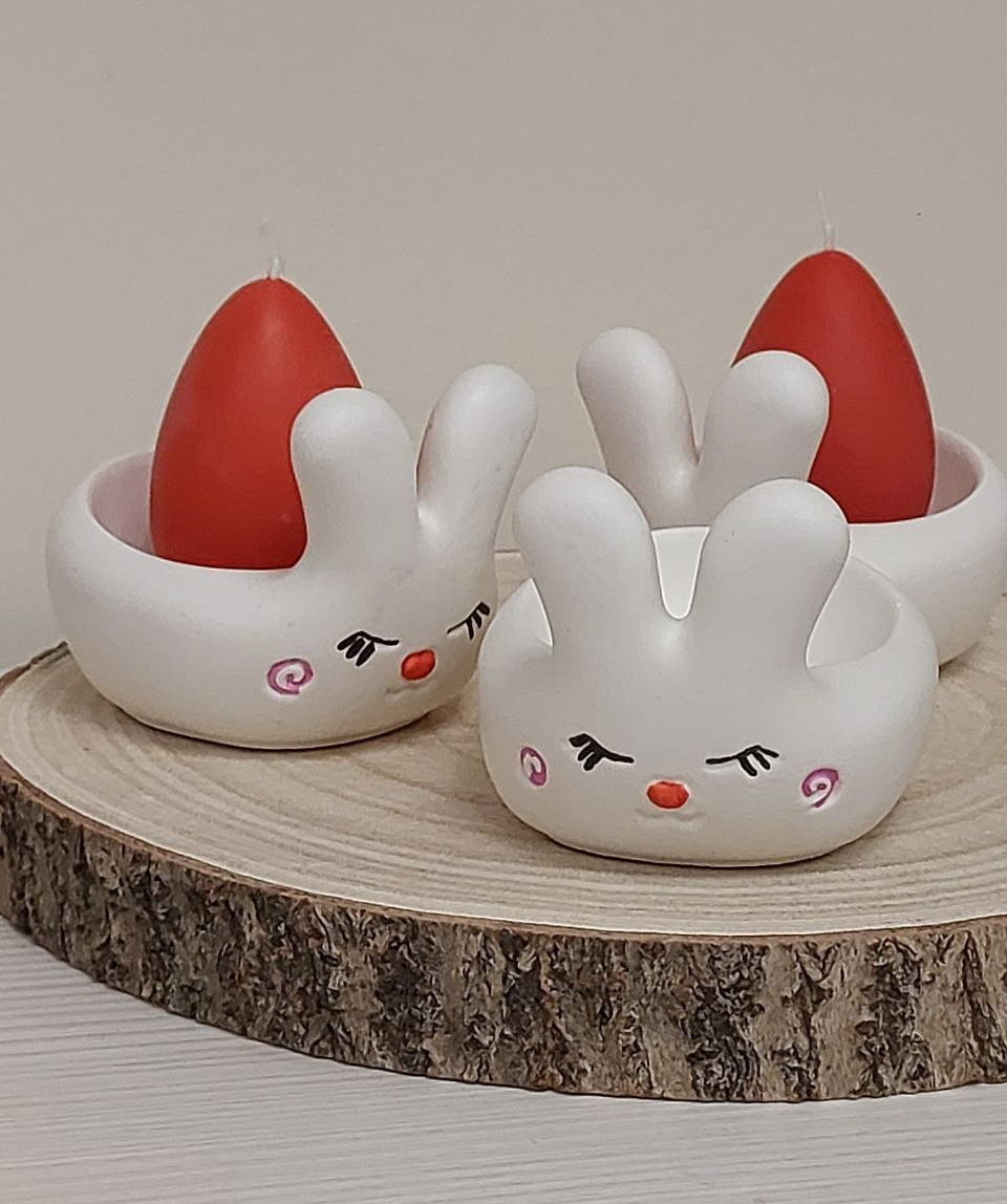 Подарочный набор «Blue Moon» Пасха, свеча Яйцо + подставка Зайчик, без аромата