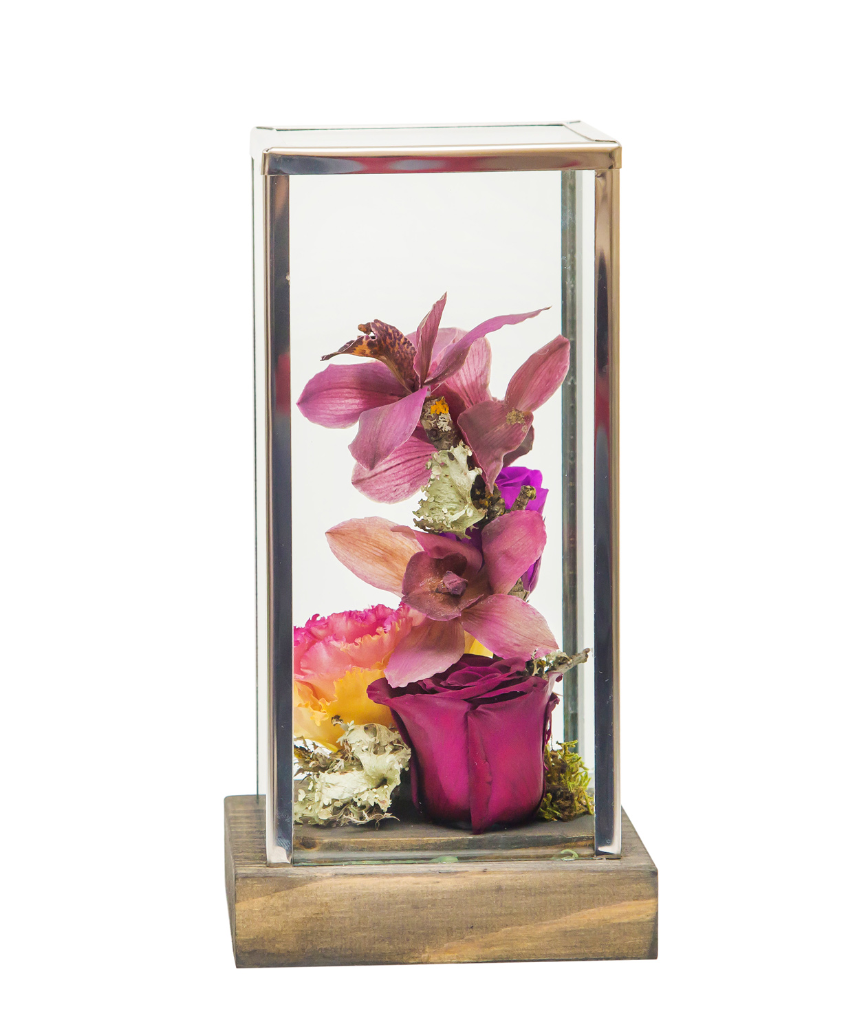 Компизция ''EM Flowers'' из орхидей, роз и лизиантус