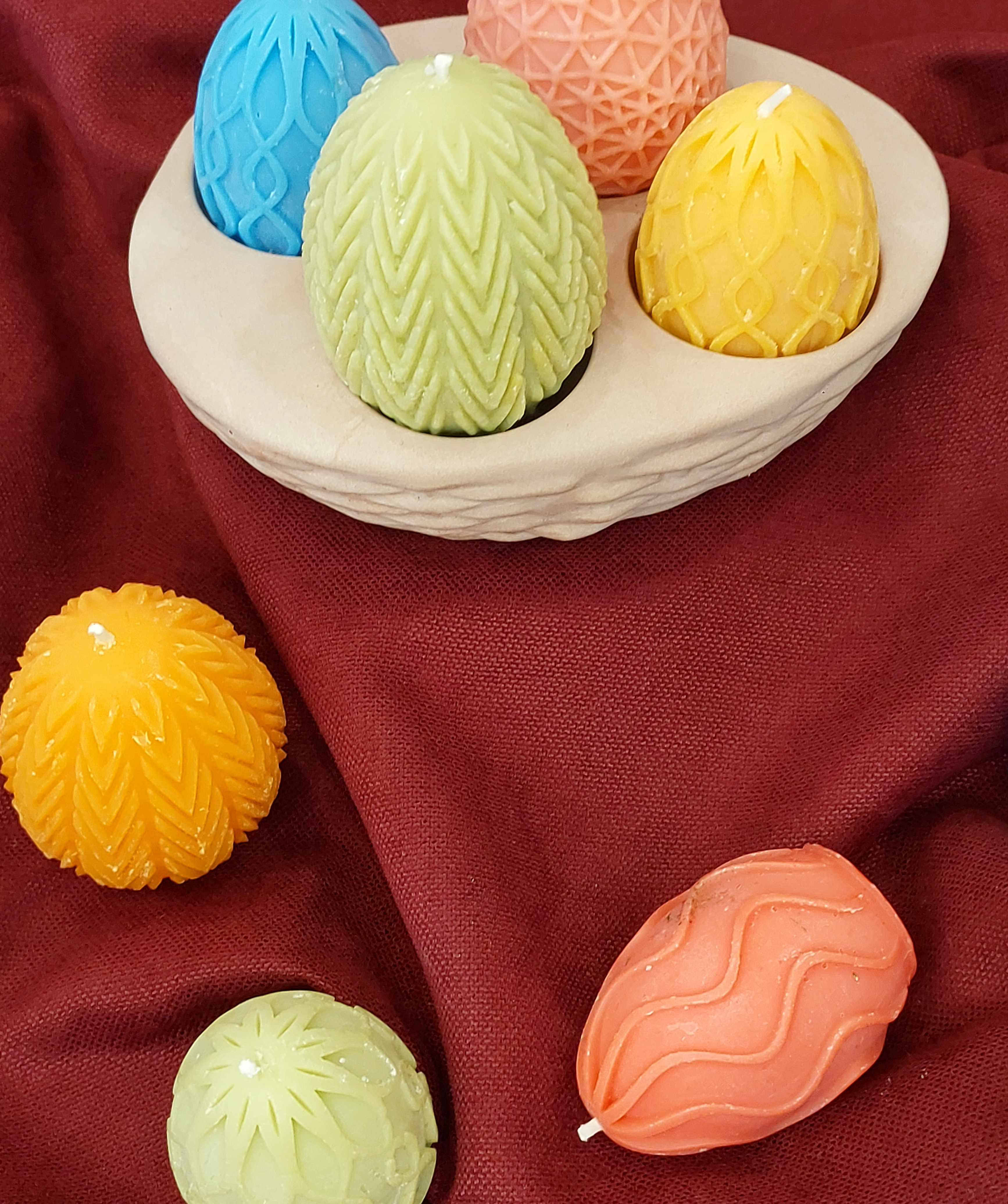 Подарочный набор «Blue Moon» Пасха, 4 свечи Яйца + подставка, ароматизированные