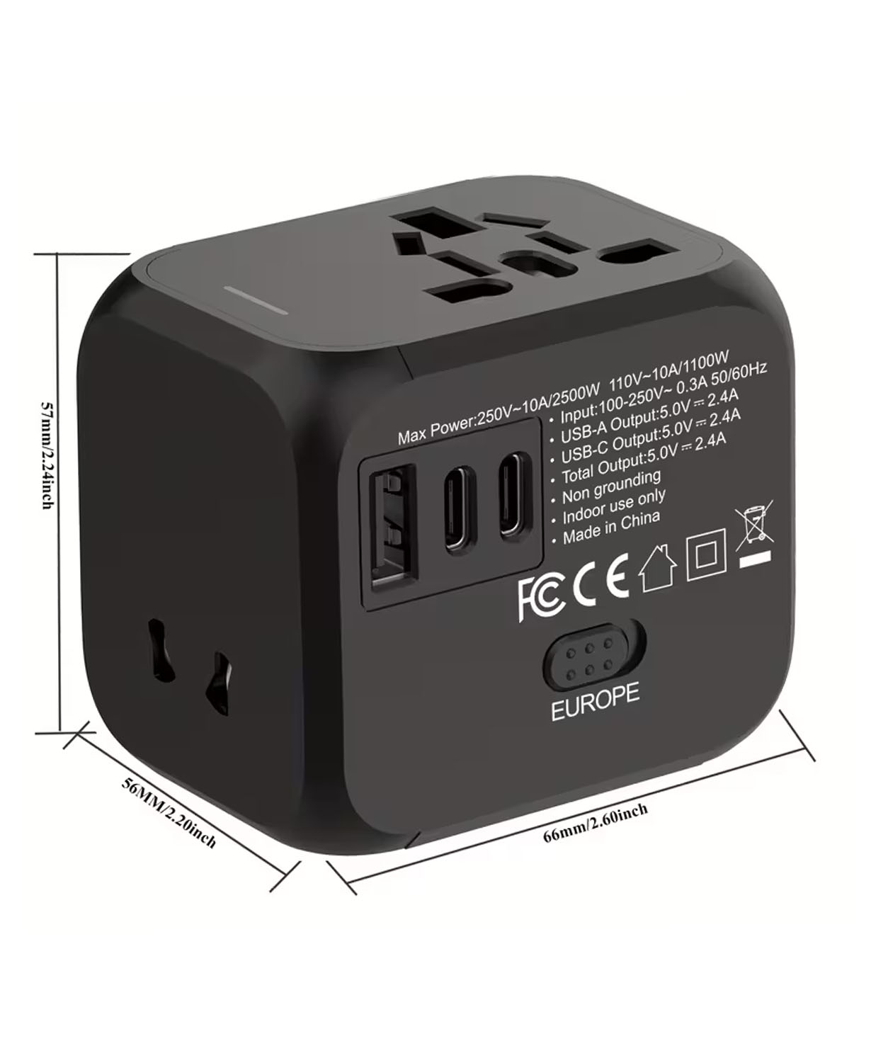 Ճամփորդական փոխարկիչ №314 (US, AUS, UK, EU, USB, USB Type C)