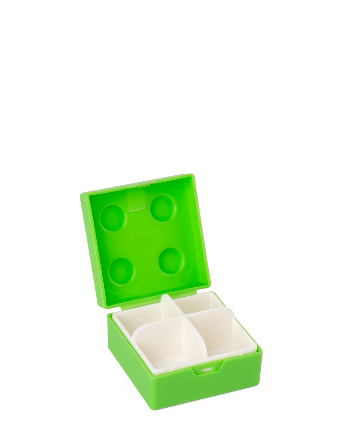 Container `Creative Gifts` for medicines, lego, green