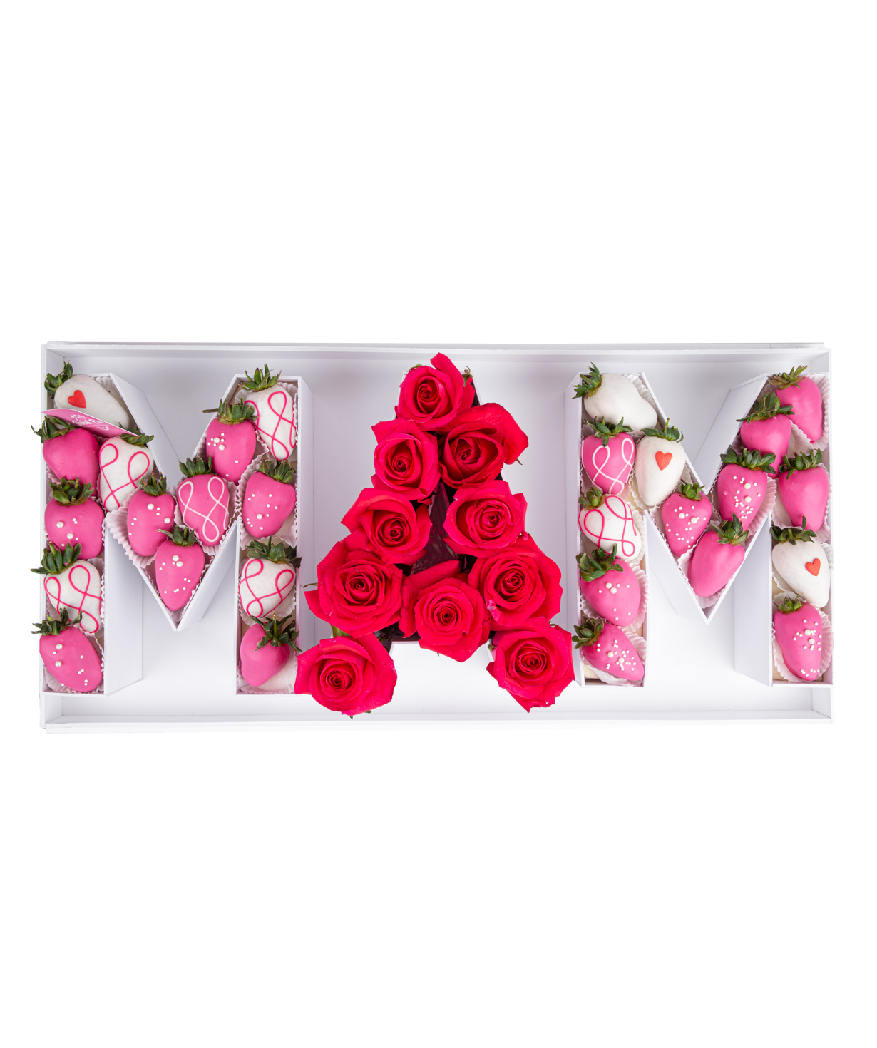 Նվեր-տուփ «Sweet Elak» վարդերով և շոկոլադապատ ելակներով