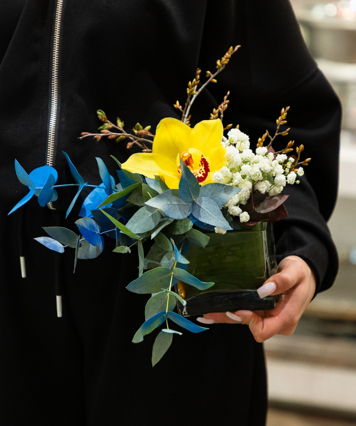 Композиция «Aubette» с орхидеей и гипсофилами