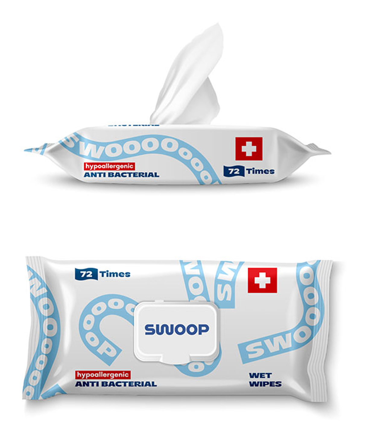 Antibacterial wet wipes SWOOP, 72 pcs