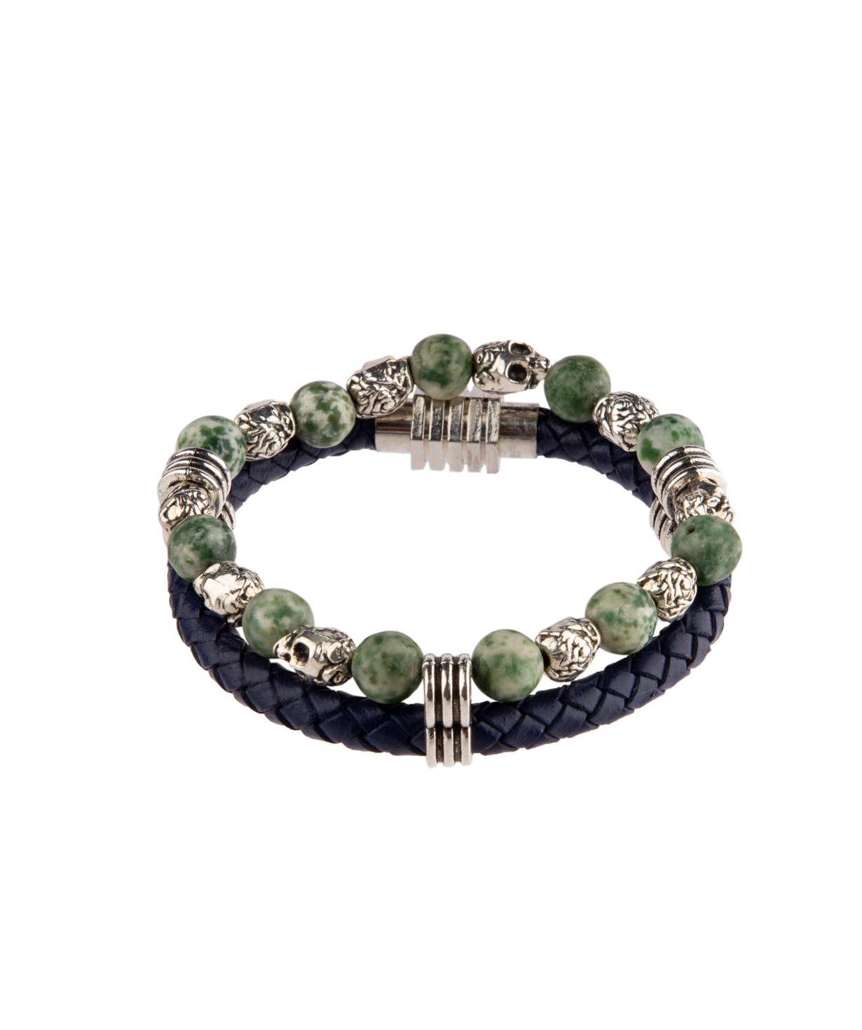 Bracelet `Ssangel Jewelry` men`s №7 leather, with natural stones