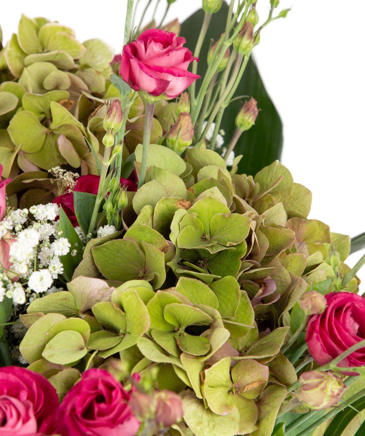 Bouquet `Valencia` with hydrangeas and anthuriums