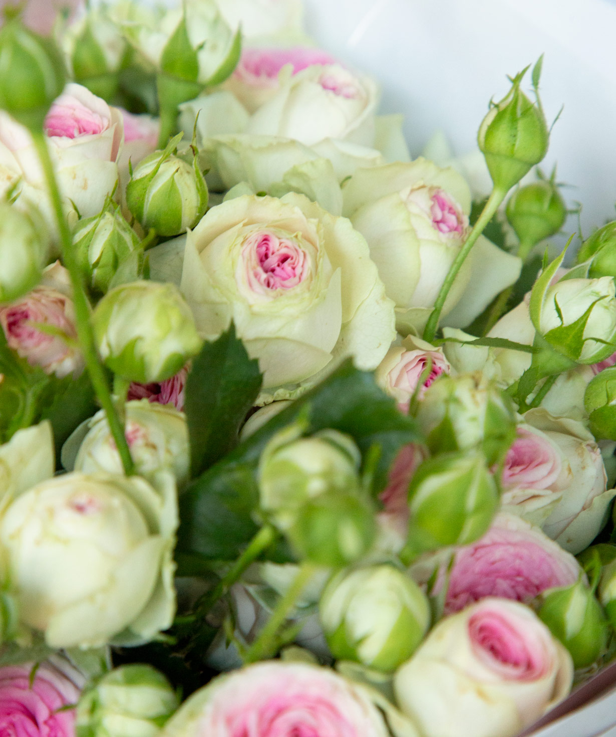 Букет `Easter` с кустом пионовидных роз