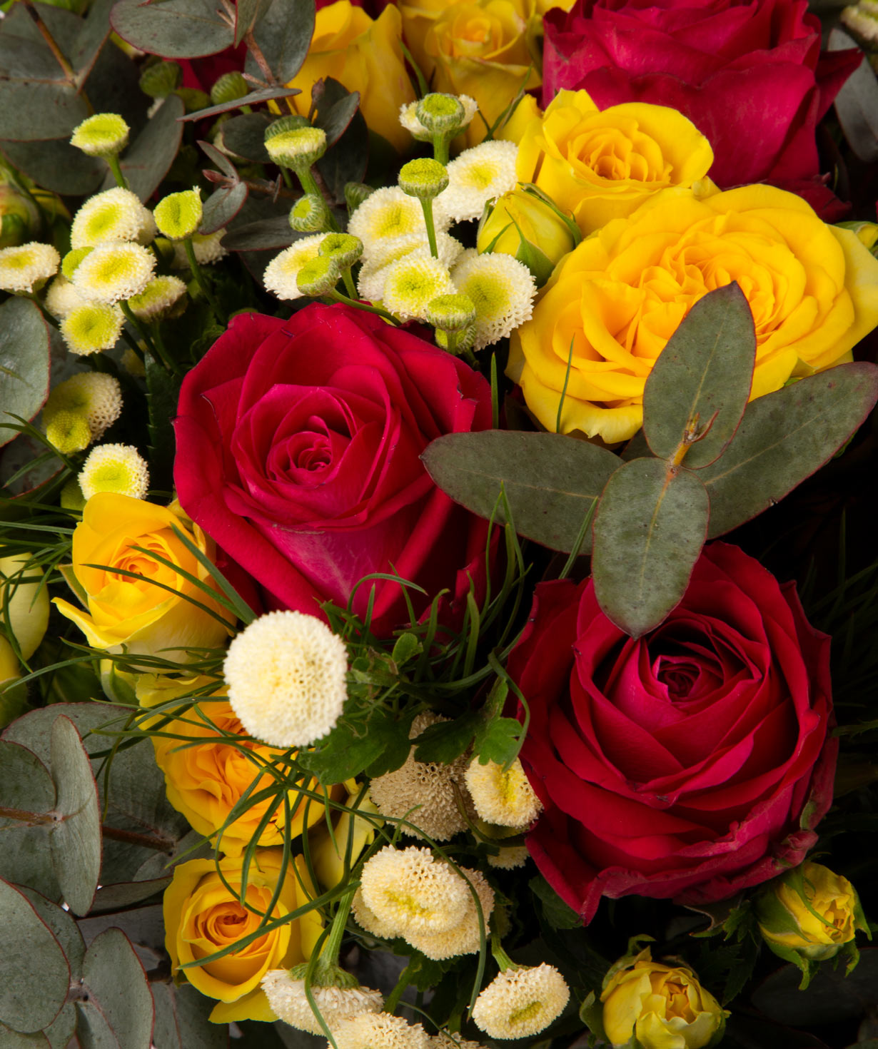 Ծաղկեփունջ «Դիլիջան» վարդերով և քրիզանթեմներով