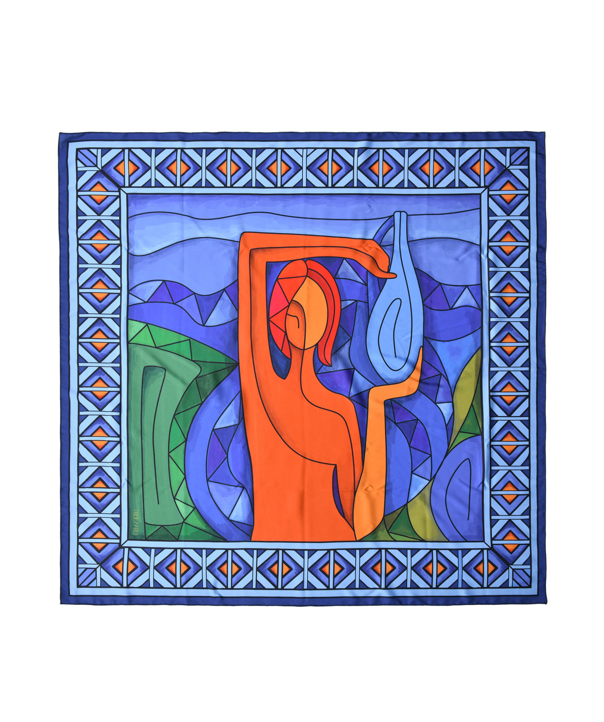 Шарф `Армянские художники` Минас, синий, средний