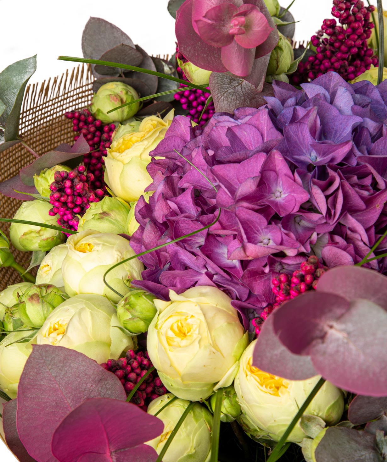 Bouquet `Vitebsk` with hydrangeas, roses