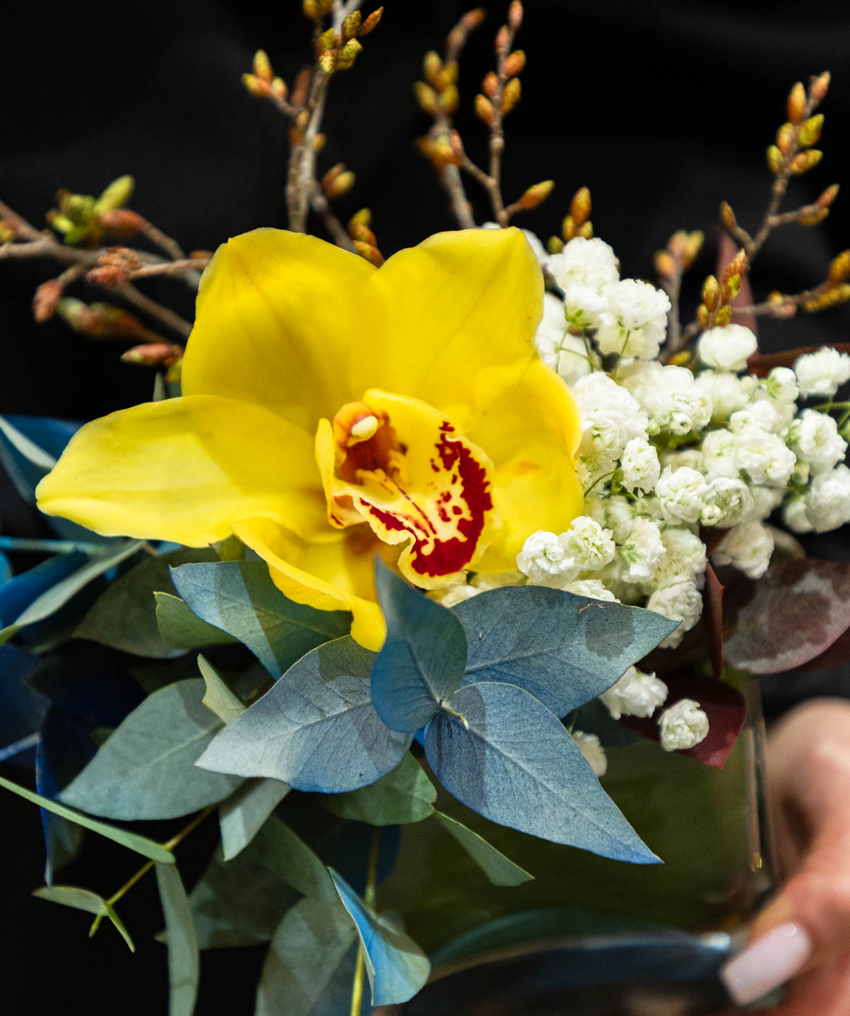 Композиция «Aubette» с орхидеей и гипсофилами