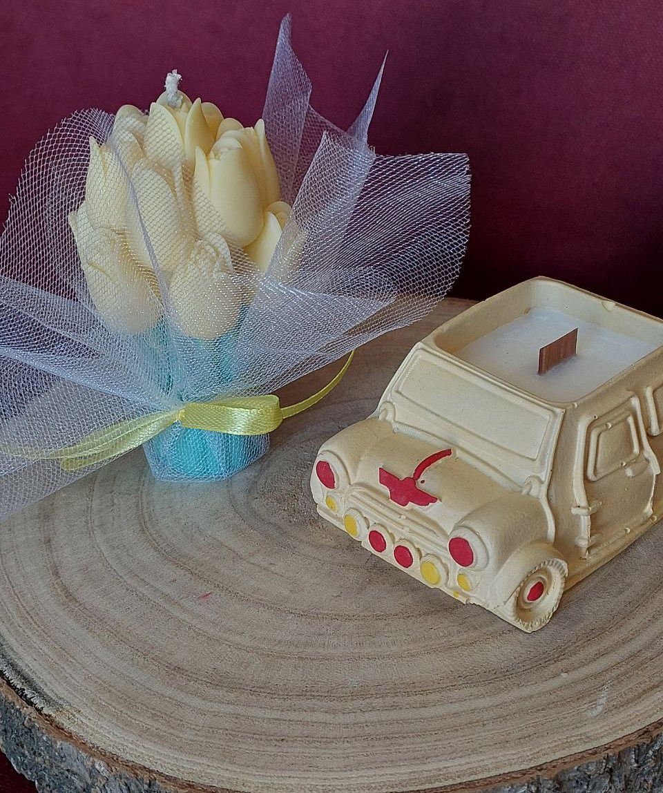 Մոմերի հավաքածու «Blue Moon» Իմ երազանքի մեքենան + Կակաչներ, բույրով