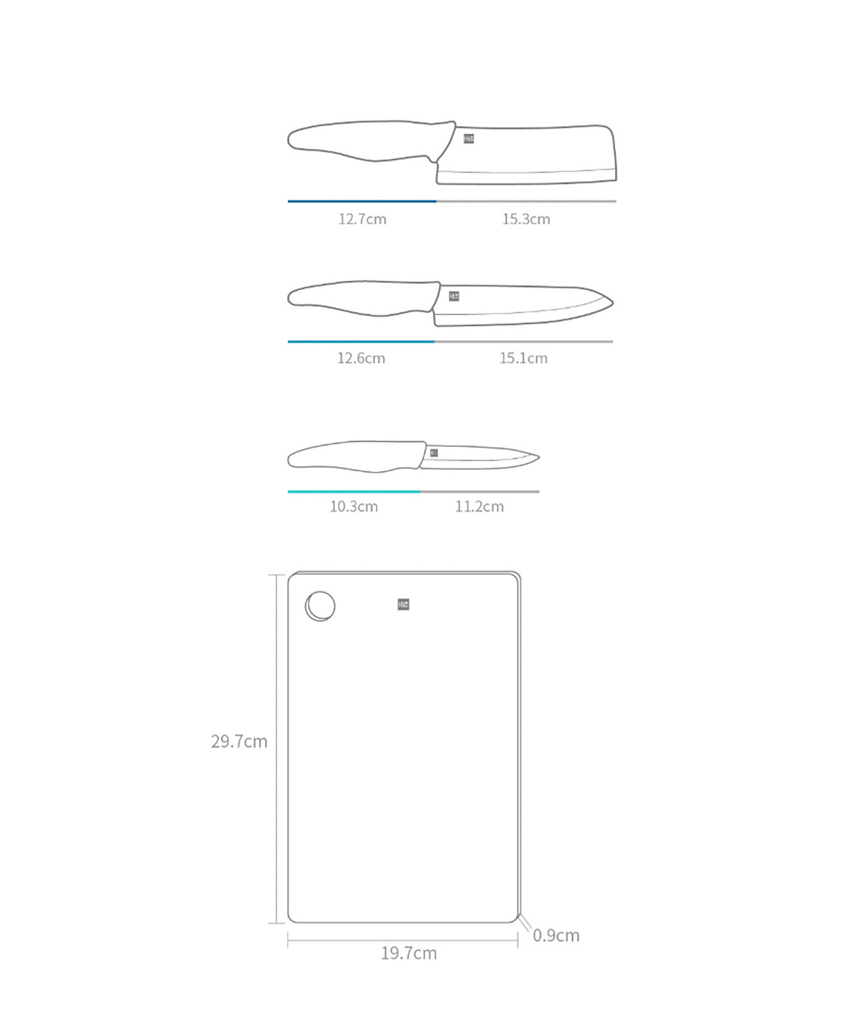 «Xiaomi HuoHou» Набор из керамических ножей и разделочной доски
